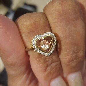 AUTHENTIC GENUINE 14K YELLOW GOLD OVER STERLING SILVER CZ 💓HEARTBEAT RING